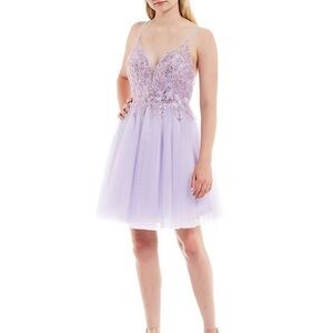 Coya Collection New XS Floral Embroidered Open V Back Tulle Fit and Flare Dress